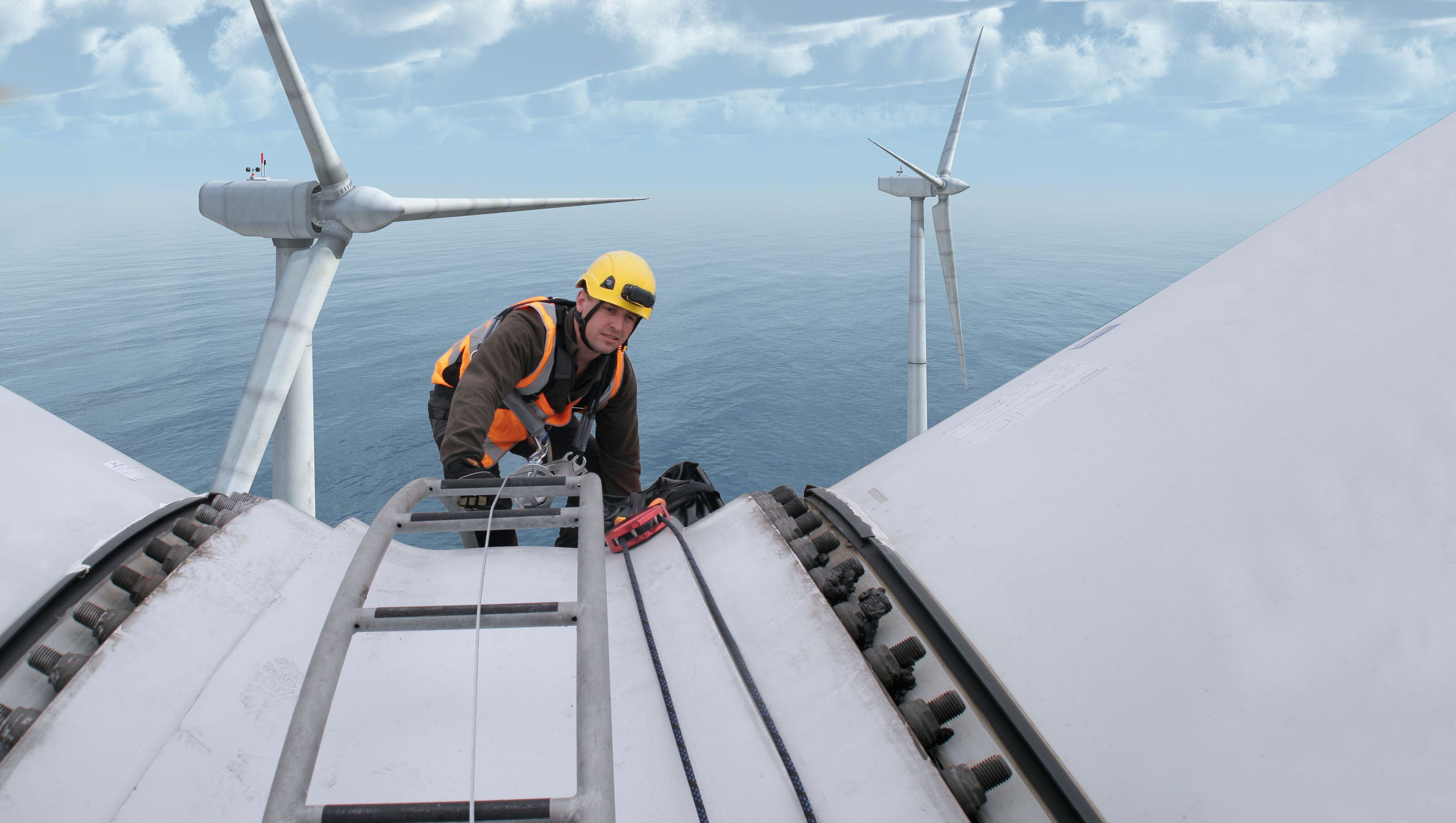 Working on a wind turbine